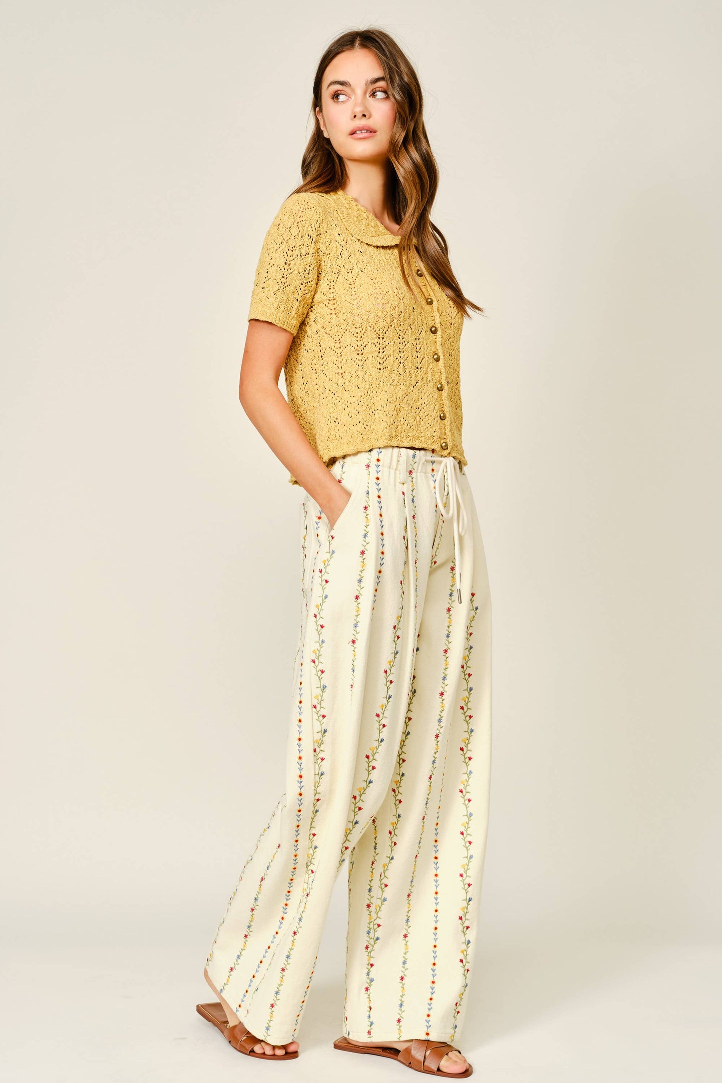 Madeline Floral Embroidered Pants