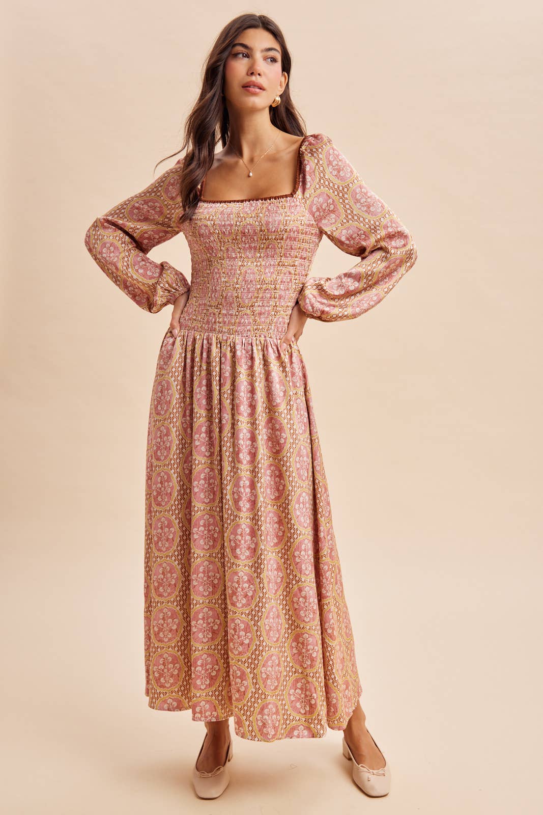 Mulberry Smocked Maxi Dress