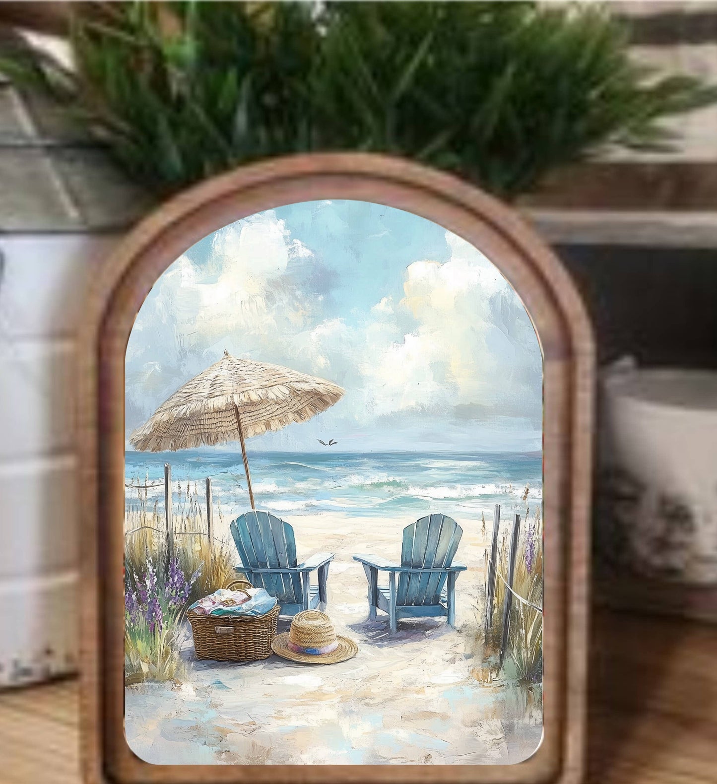 Arch Top Beach Chairs Framed Art