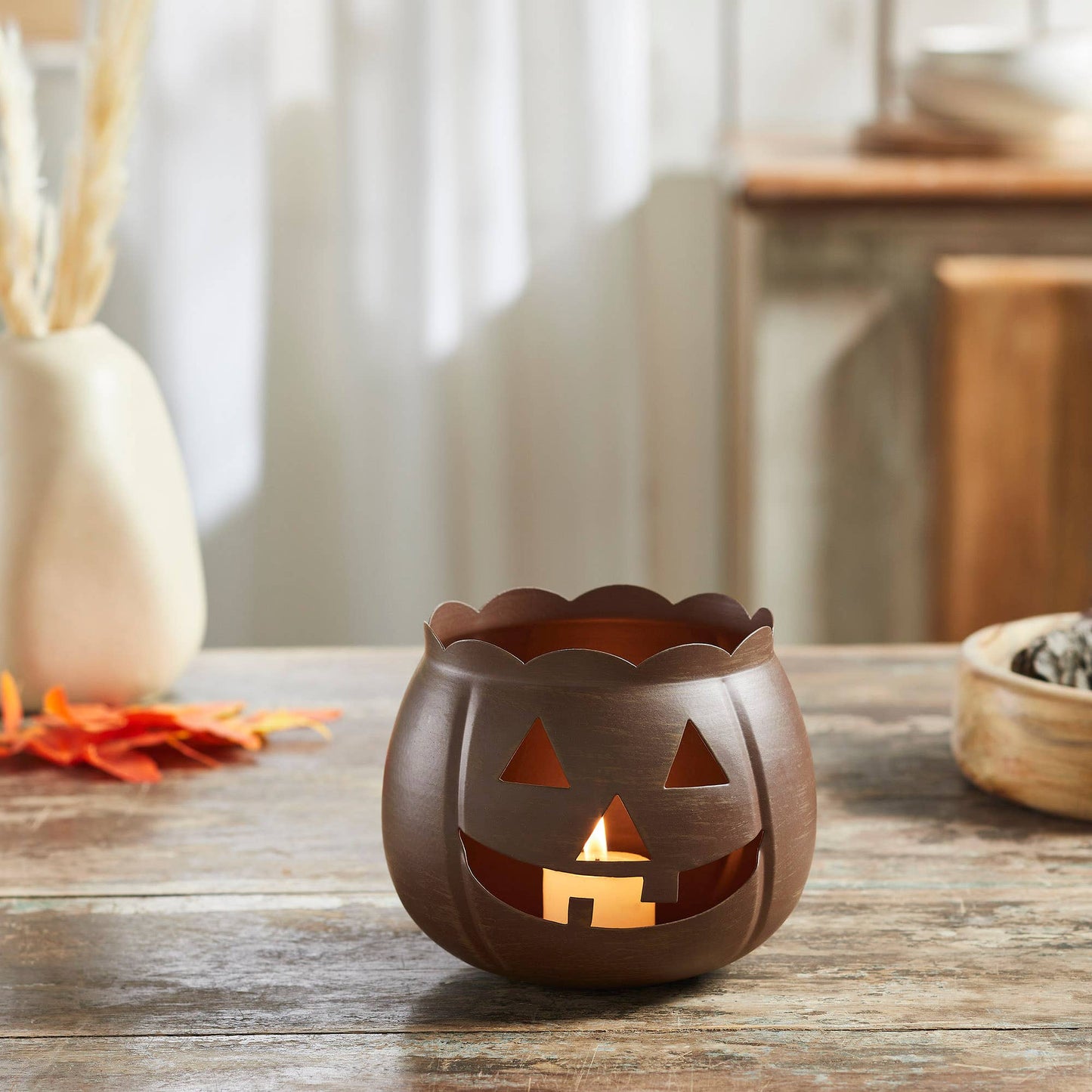 Bronze Metal Jack-O'-Lantern 5.25"