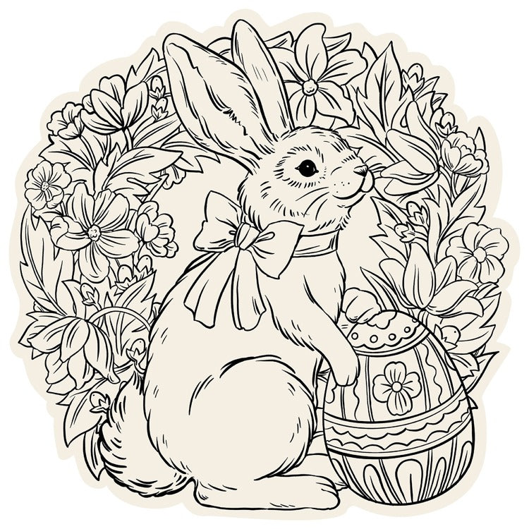 Die-cut Coloring Bunny Wreath Placemat - 12 Sheets