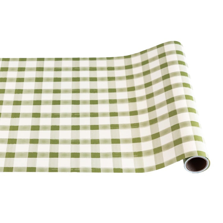 Moss Painted Check Runner