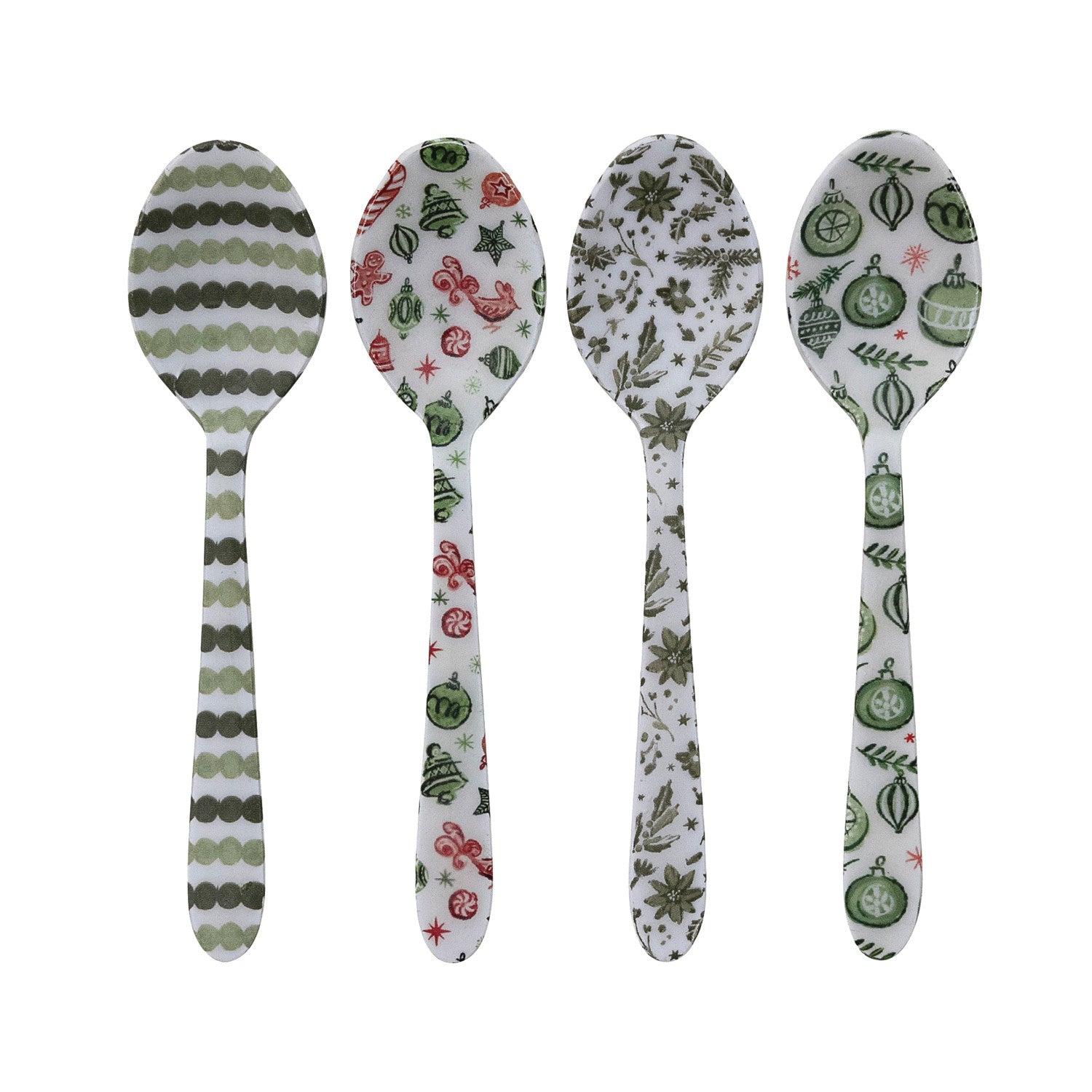 Enameled Stainless Steel Spoon with Holiday Pattern, 4 Styles ©