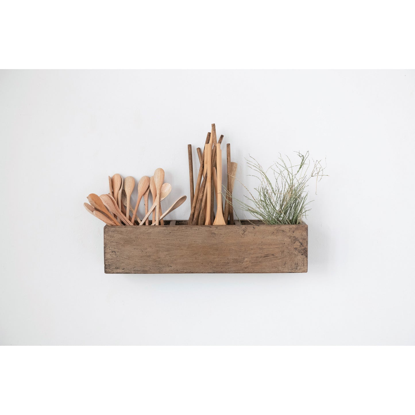 Rustic Wood Shelf with Containers