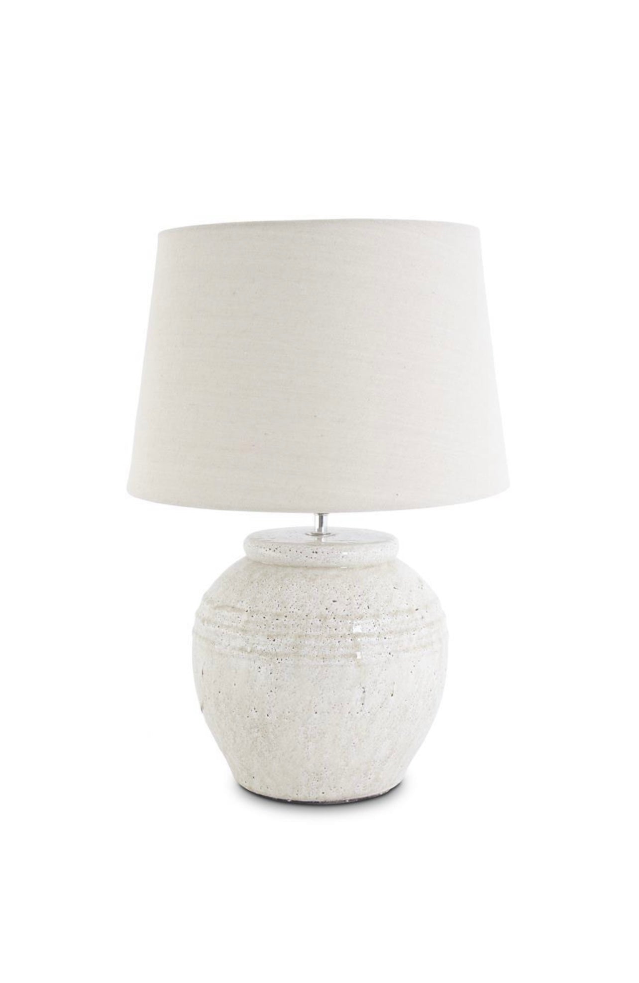 Round Cream Crackled Ceramic Lamp with Cream Shade