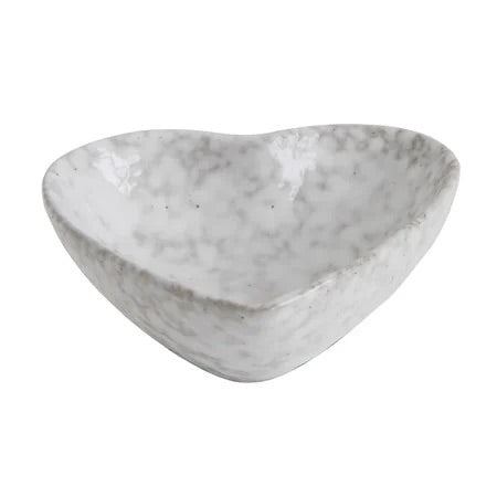 White & Gray Stoneware Heart Dish