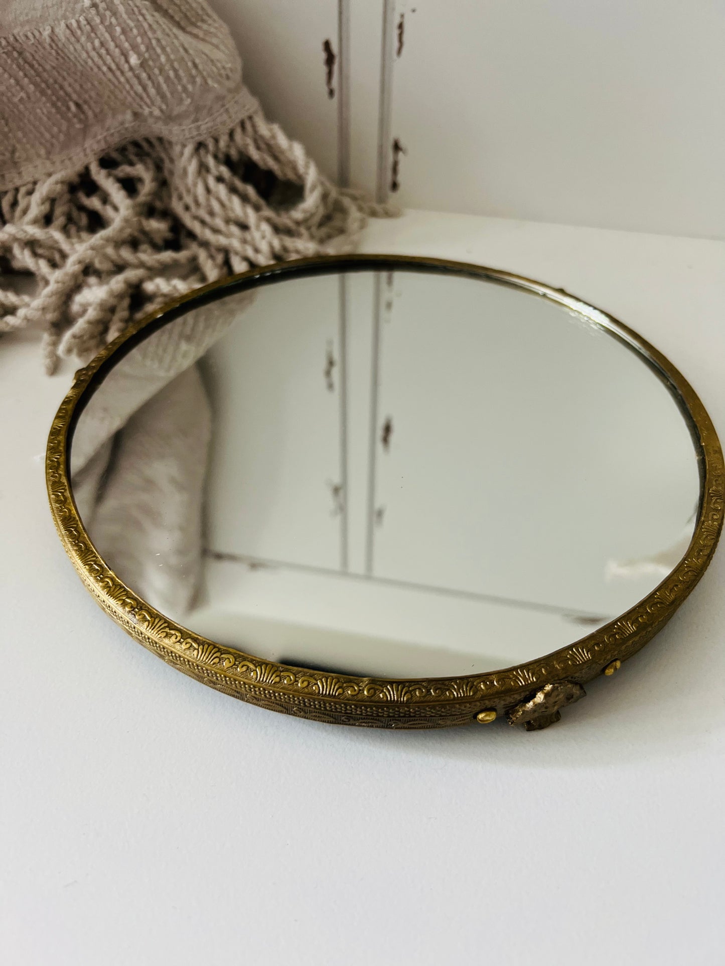 Victorian Inspired Brass Mirror Tray