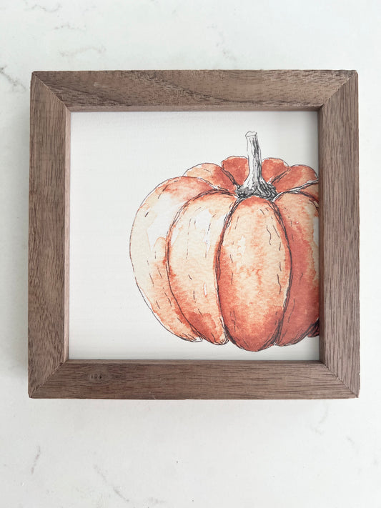 Wood Framed Pumpkin Art