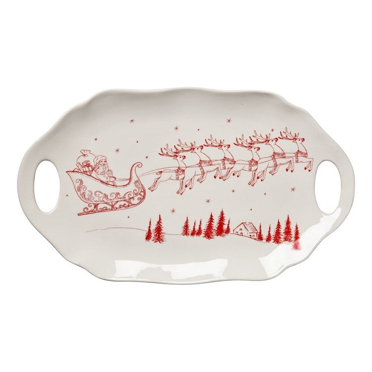 Red & White Santa Sleigh Platter