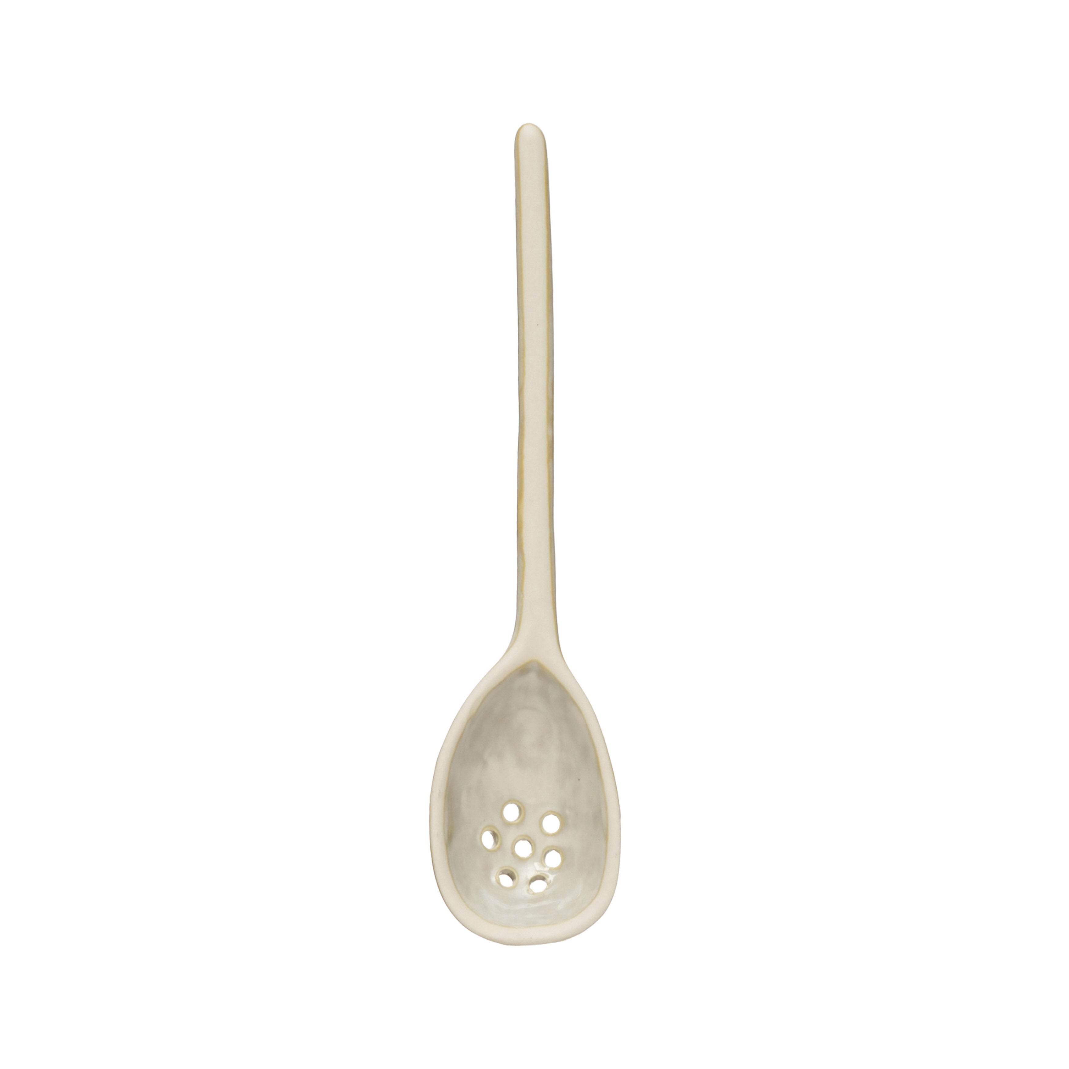 Cream Stoneware Strainer Spoon
