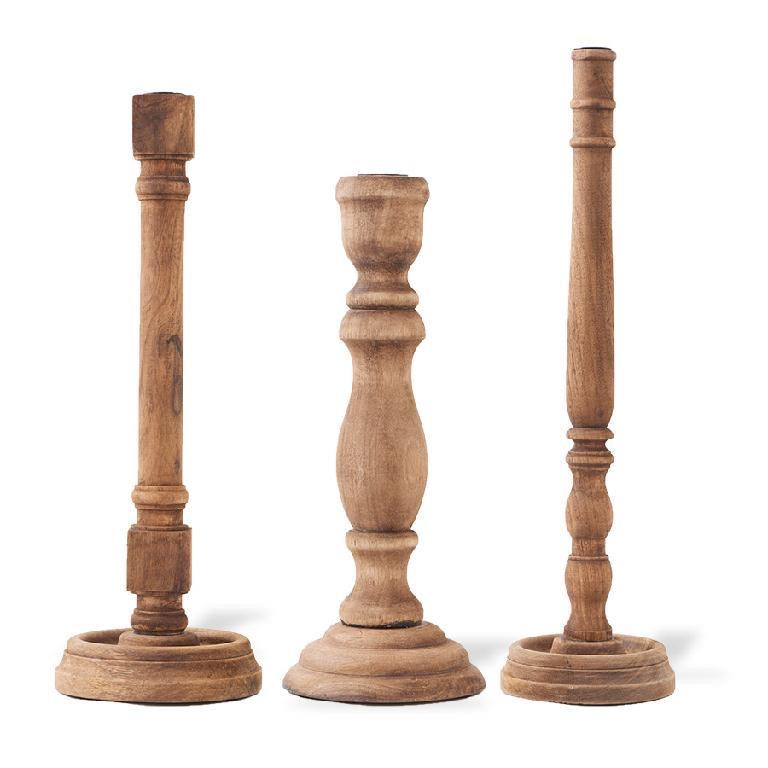 Natural Wood Taper Candleholders