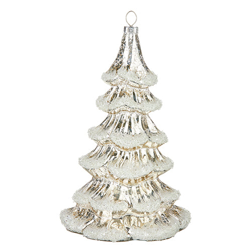 Silver & White Frosted Tree Ornament