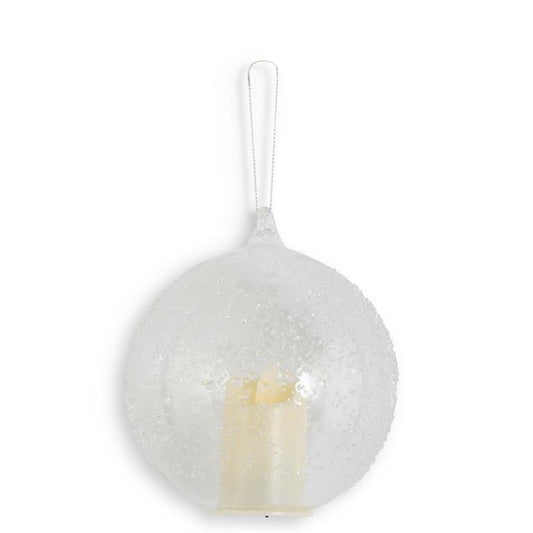 Clear Glass LED flickering candle Ornament