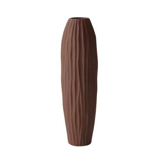 Brown Ribbed Vase