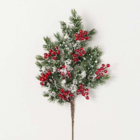 Snow Dusted Winter Pine & Berry Spray