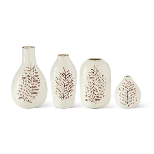 Cream & Brown Fern Leaf Vases