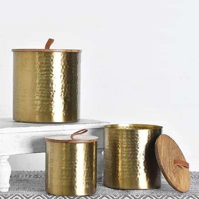 Brass Finish Canisters with Lid