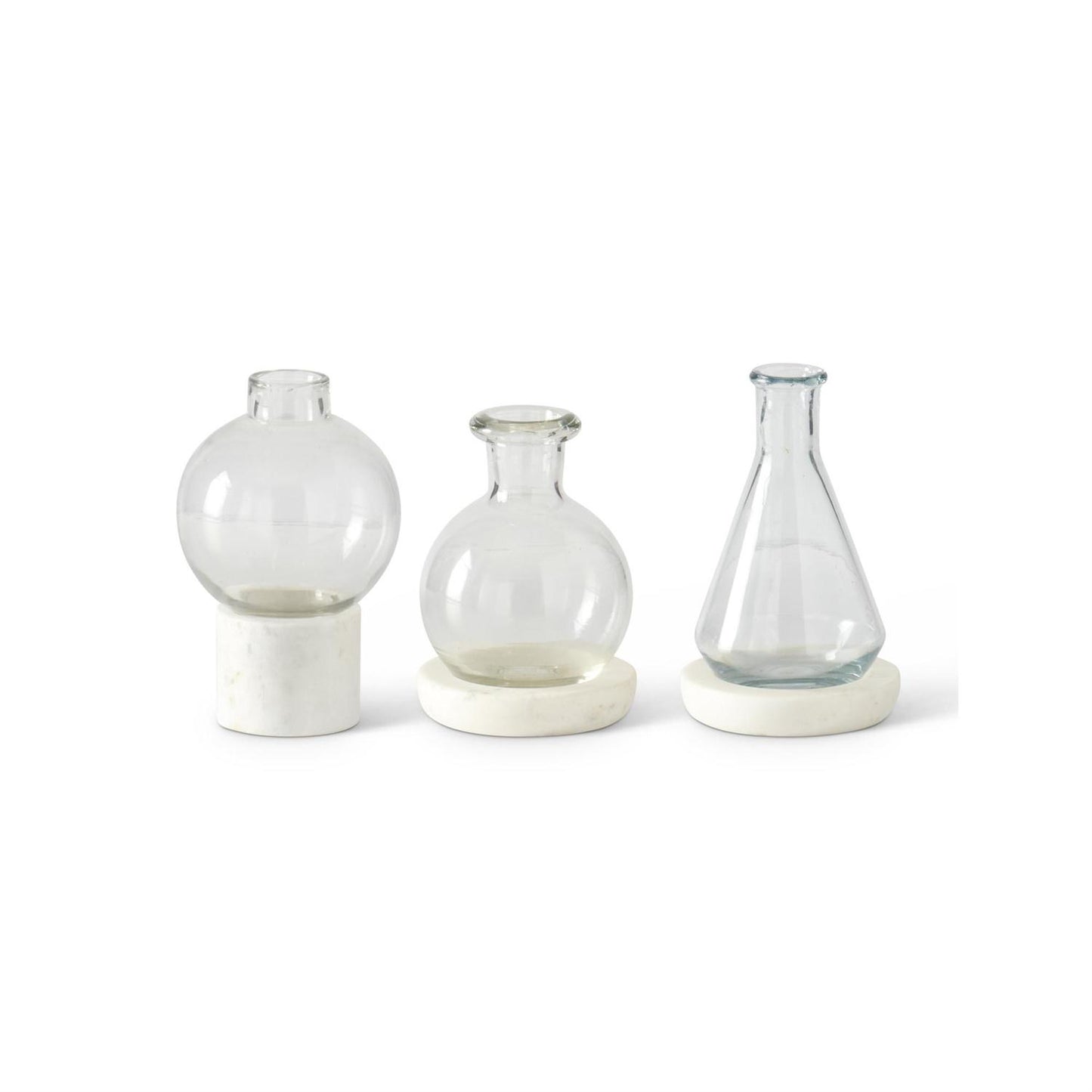 Glass Vases on White Marble Base