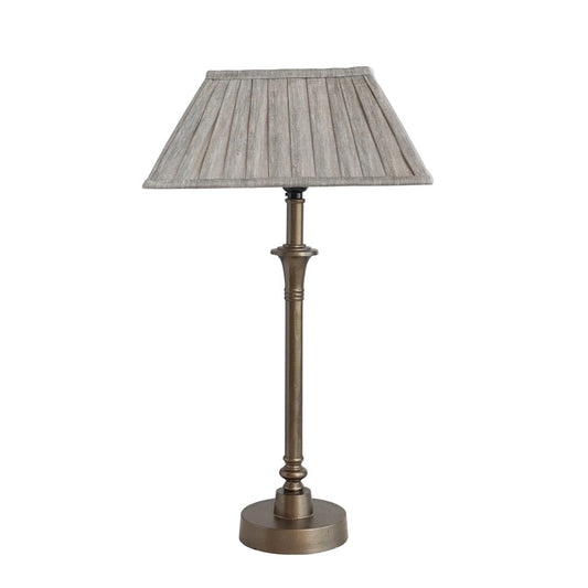 Table Lamp with Gray Pleated Linen Shade